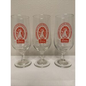 Vintage Red Coors Beer‎ Clear Glass Stemware Goblets  10 oz drink Rocky Mountain